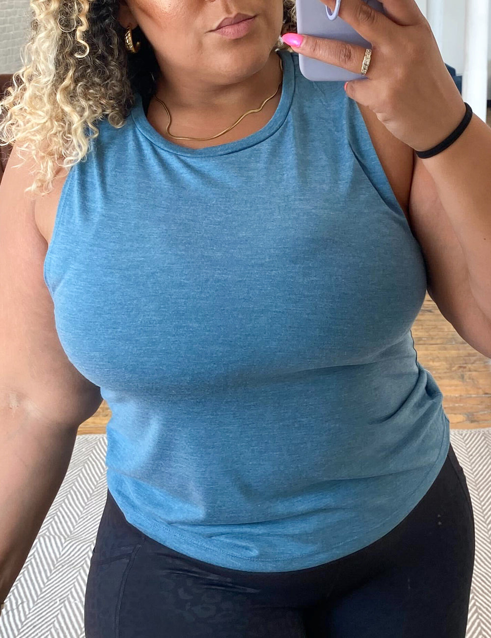 solid blue muscle tank