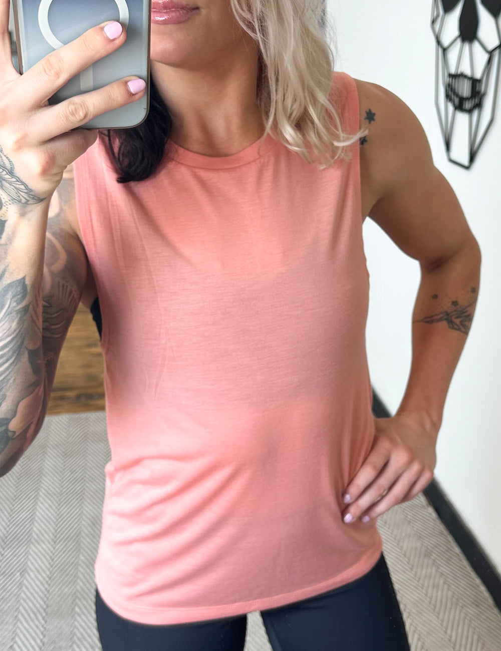 solid pink muscle tank