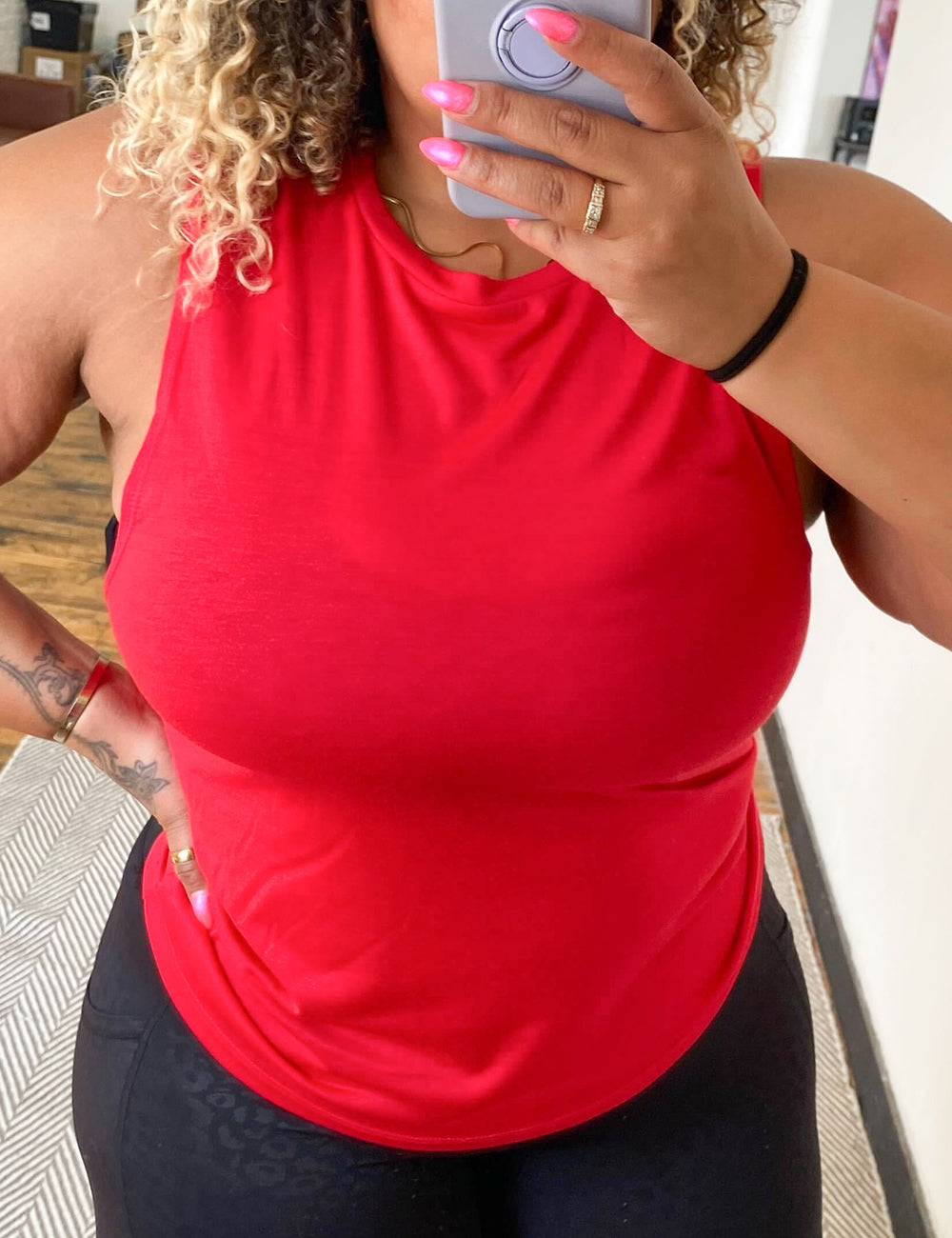 solid red muscle tank