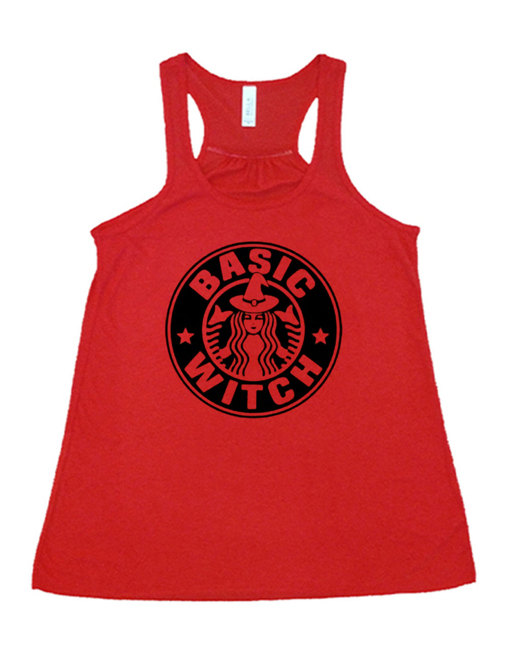 front of the red tank with the basic with mermaid coffee logo