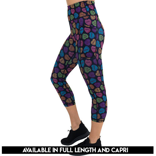 valentine heart candy print leggings available in full and capri length