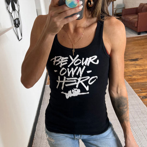 be your own hero tank top selfie