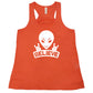 coral racerback tank top that has an alien design on it that says "believe"