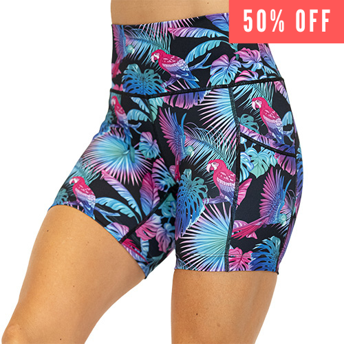 50% off bird and palm tree design shorts