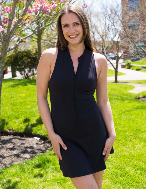 Half Zip Dress | Black | Soft & Comfy Material | S