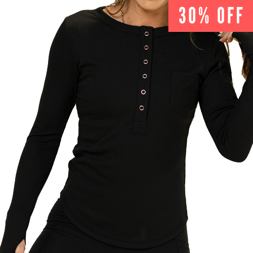 30% off of the black henley long sleeve