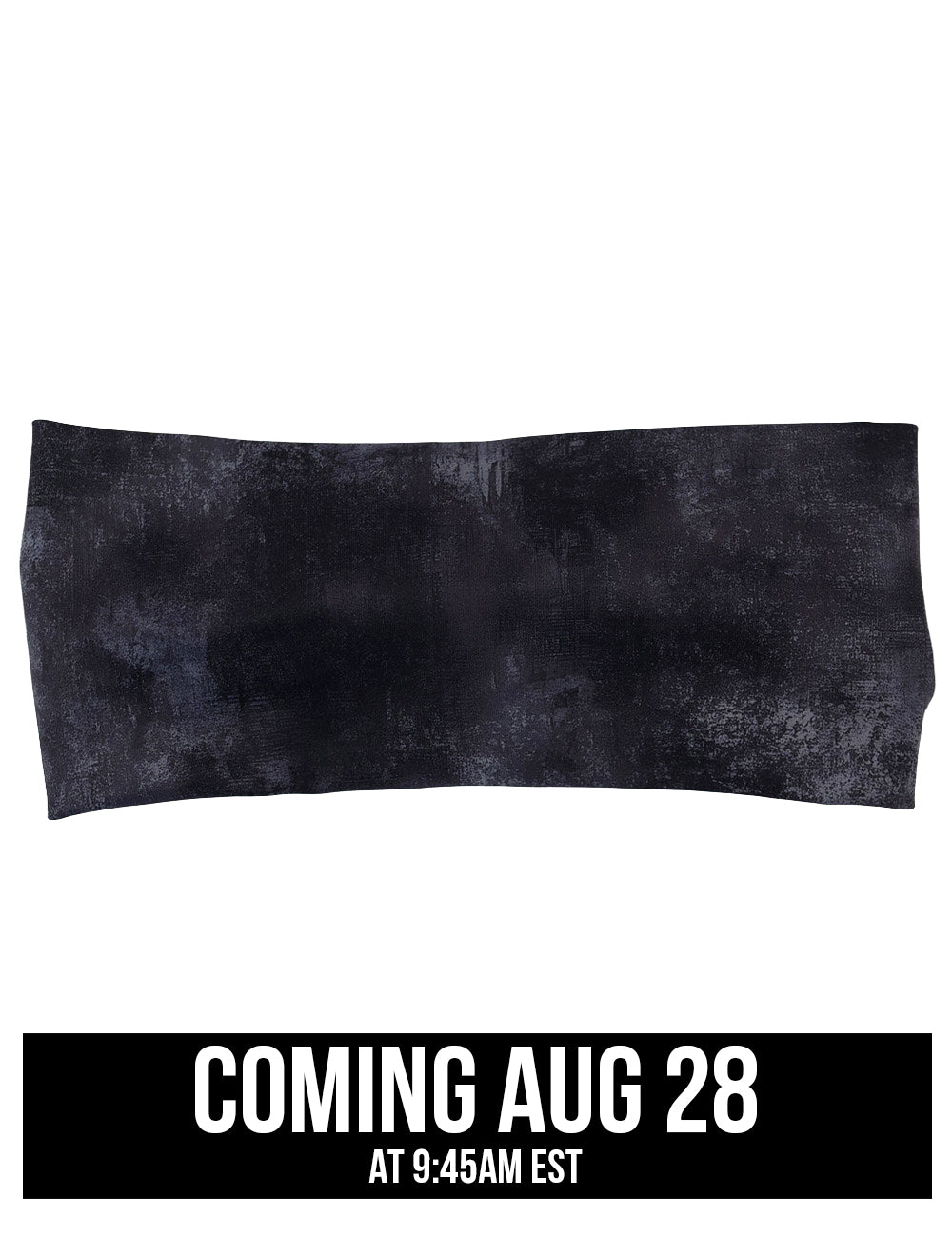 front of the black and grey grunge concrete pattern headband coming august 28th