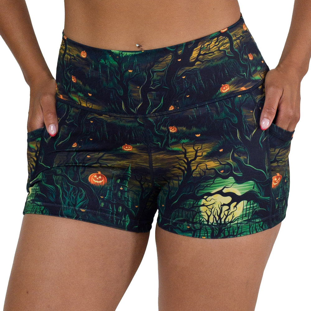 spooky forest themed shorts
