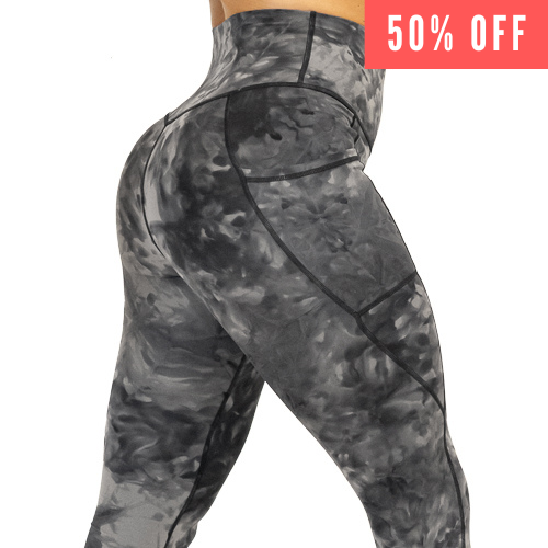 50% off charcoal colored tie dye leggings