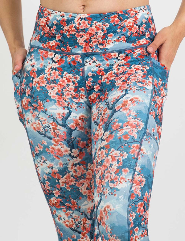 close up of the cherry blossom tree leggings 