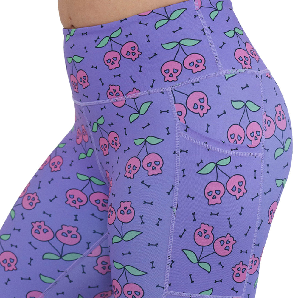 skull cherry print leggings