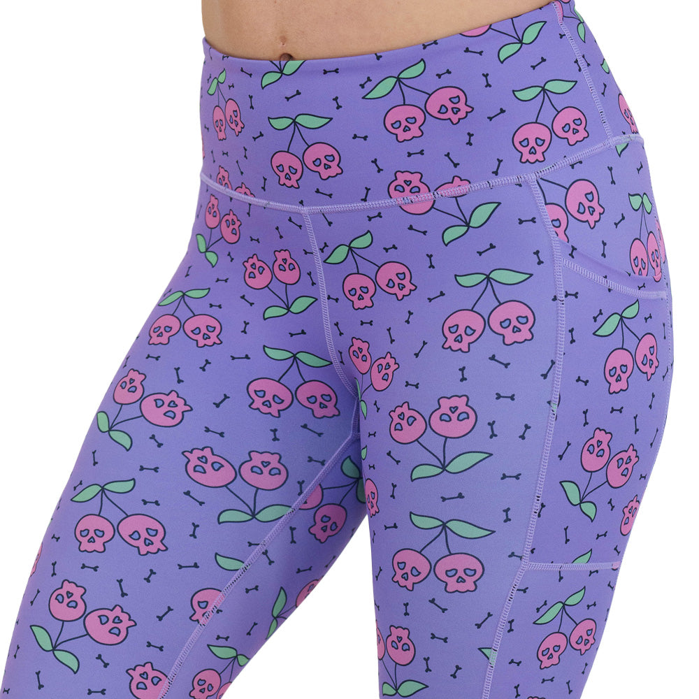skull cherry print leggings