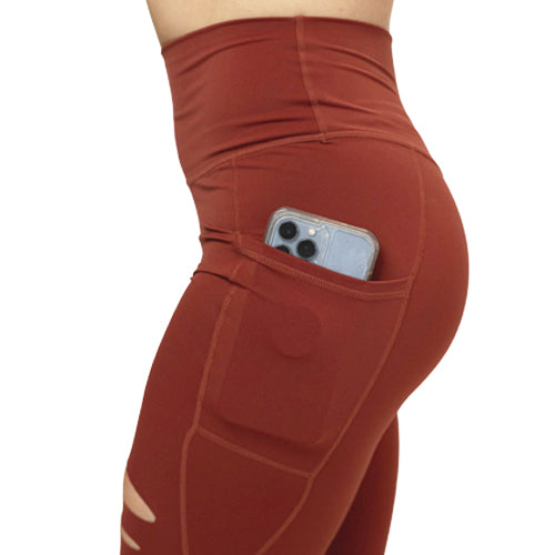 close up of side pocket large enough to hold a cell phone