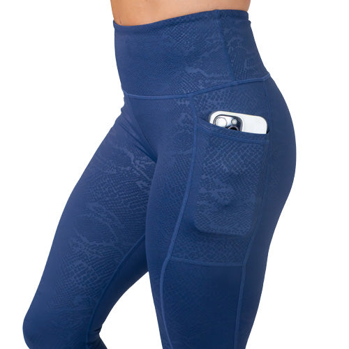 blue snakeskin print leggings