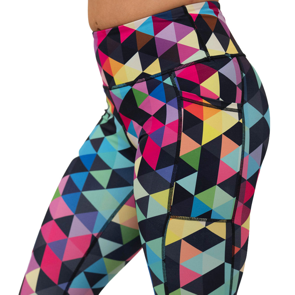 color block leggings close up