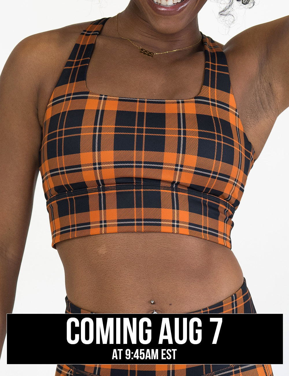 front of the black and orange plaid bra coming august 7th