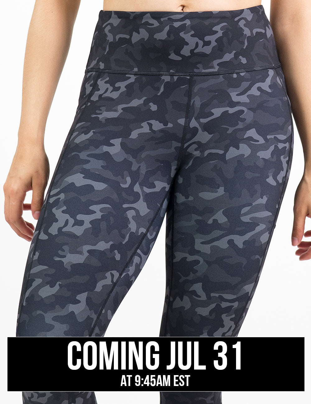front of the black camo print leggings coming july 31st