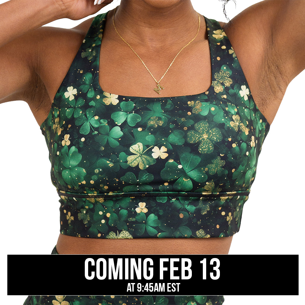 green and gold shamrock patterned bra coming soon