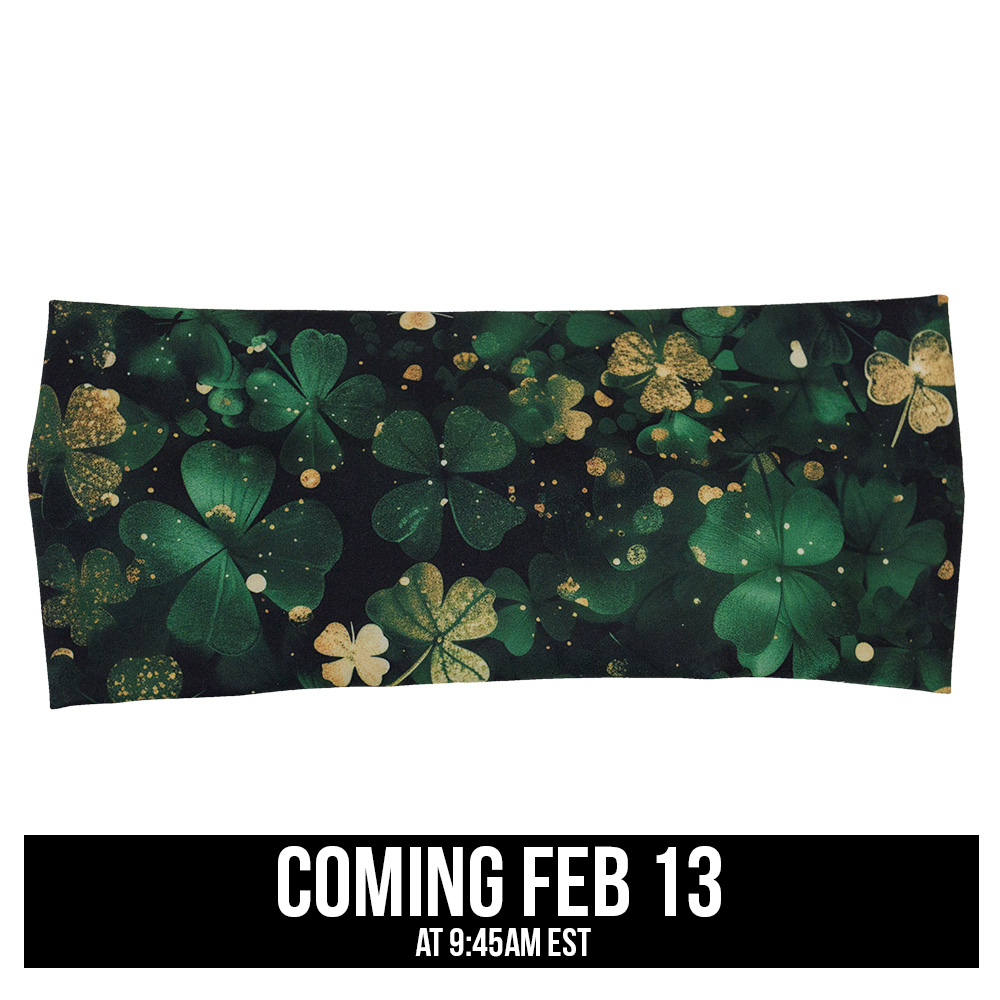 green and gold shamrock patterned headband coming soon