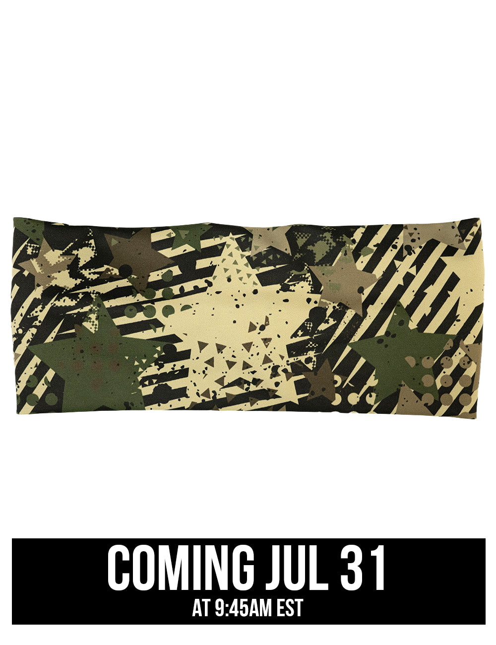 front of the green camo stars and stripes headband coming july 31st