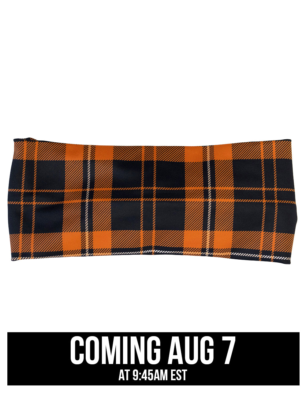front of the orange plaid headband coming august 7th