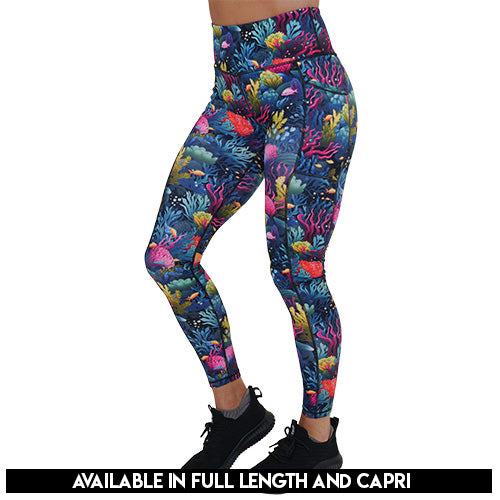 coral reef patterned legging's available in full and capri length