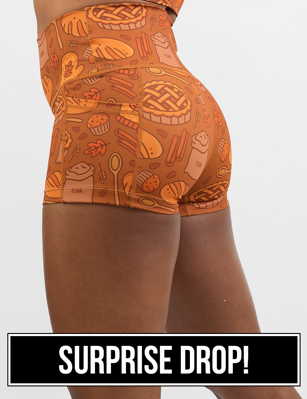 back of the orange baking themed 2.5 inch shorts surprise drop