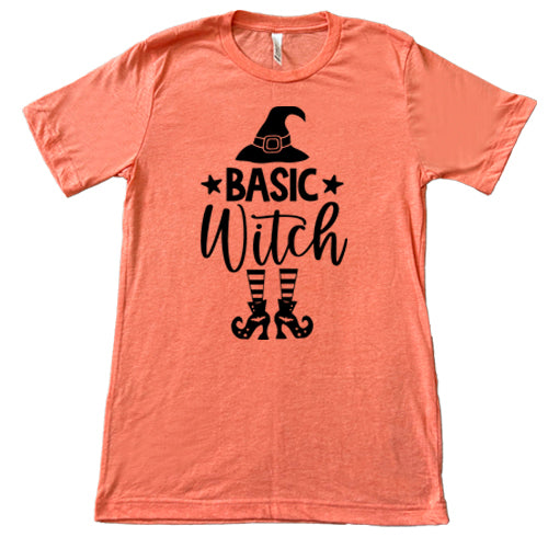 Basic Witch Hat & Shoes unisex coral shirt