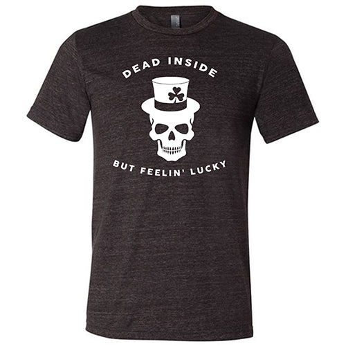 black unisex shirt with a white leprechaun skull graphic on it