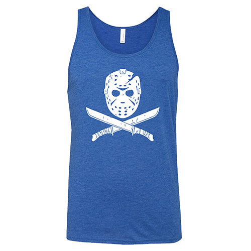 Horror Mask Unisex blue tank