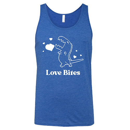 blue "Love Bites" unisex tank top