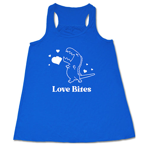 blue "Love Bites" shirt