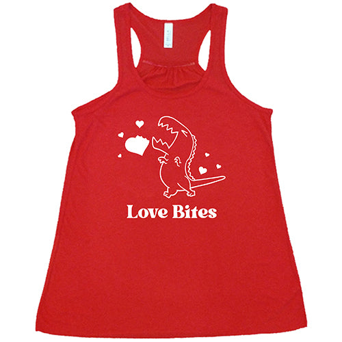 red "Love Bites" shirt