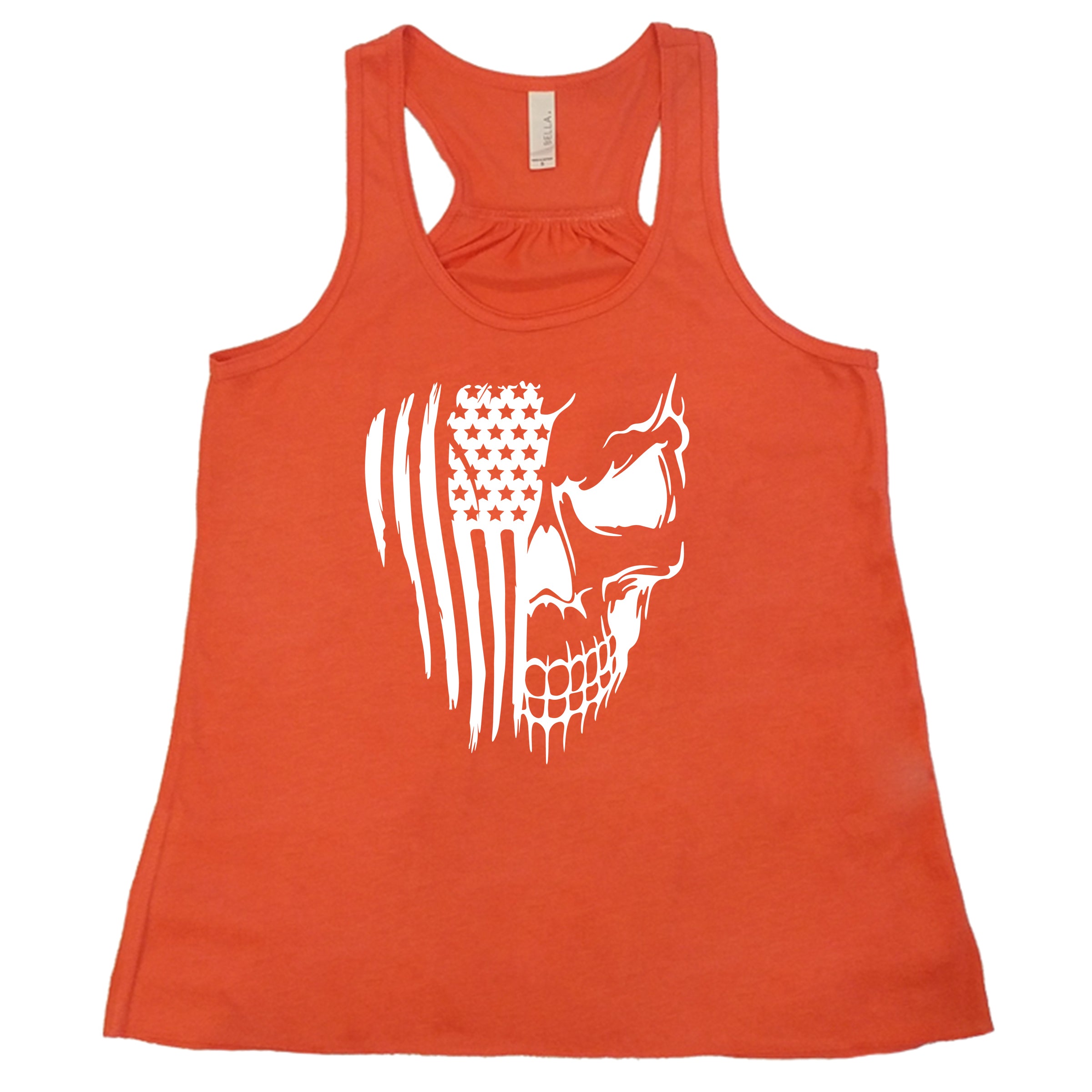 orange cvg skull flag tank top