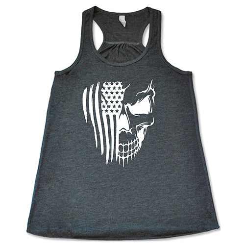 grey cvg skull flag tank top