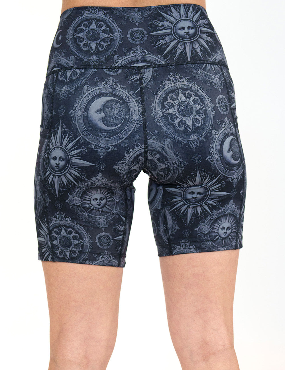 back of the 7 inch moon & stars print shorts against a white background