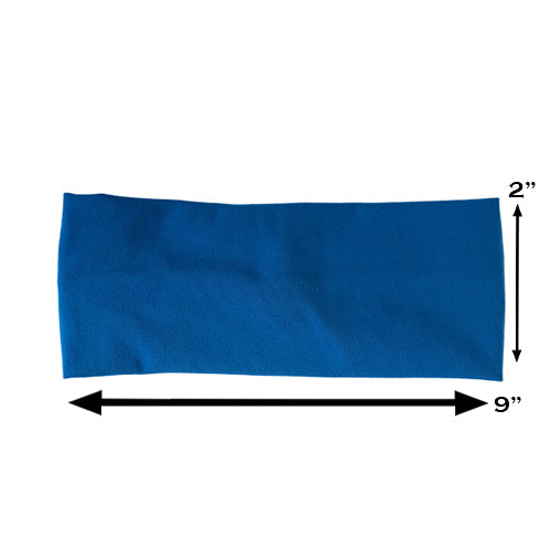 solid blue headband measured 2 by 9 inches