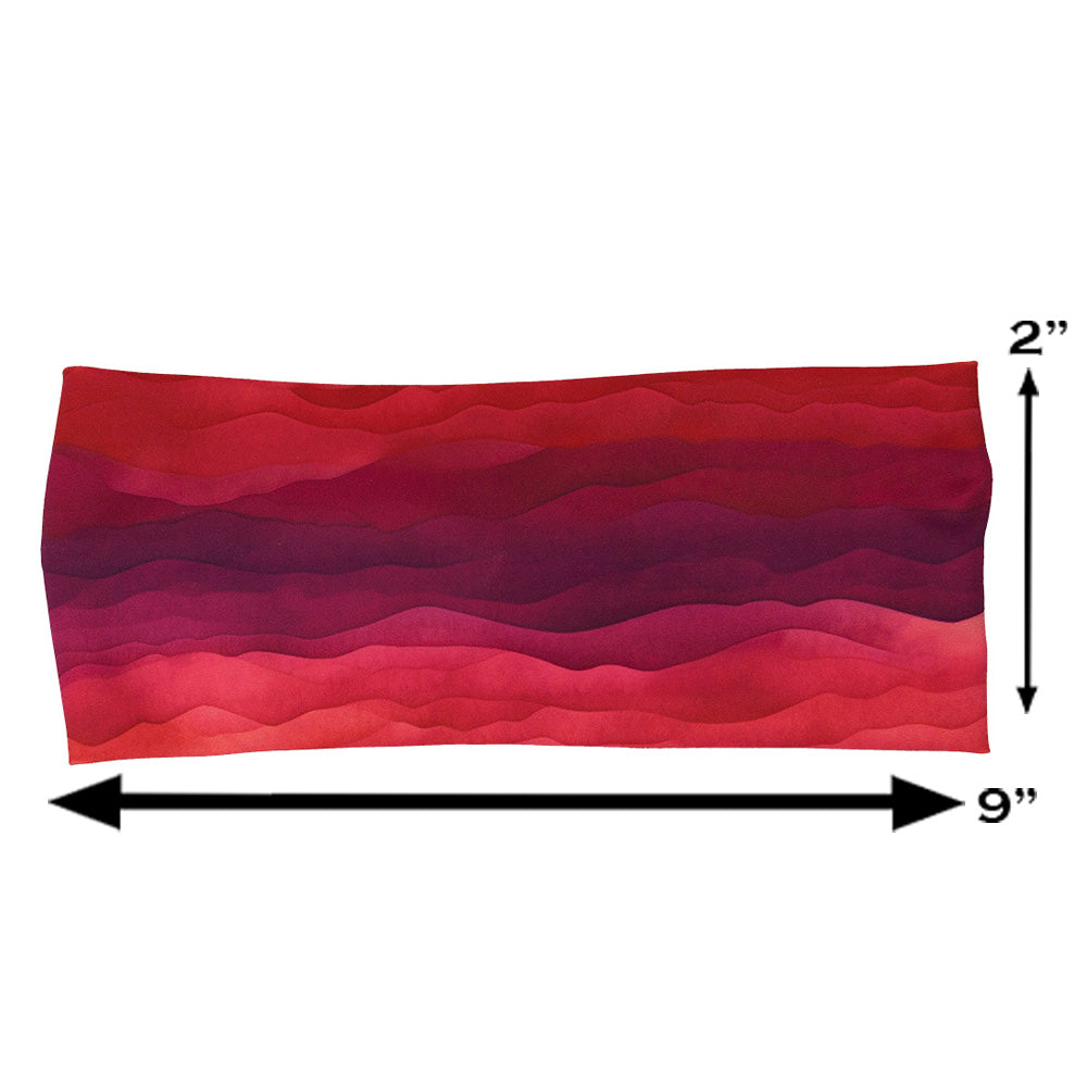 pink ombre headband measured at 2 by 9 inches