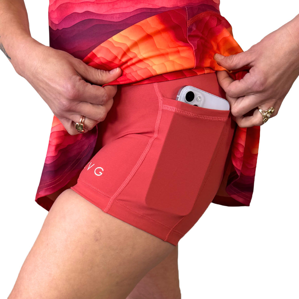 shorts underneath the pink ombre skirt