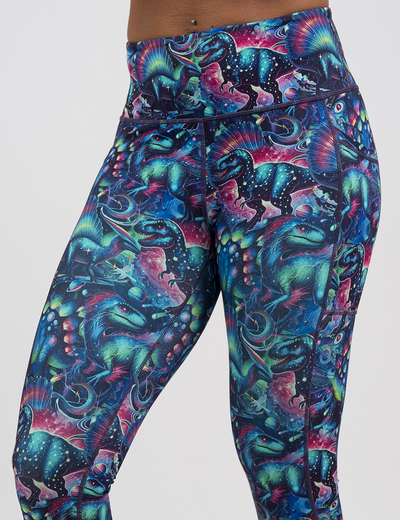 leggings with colorful dinosaur design