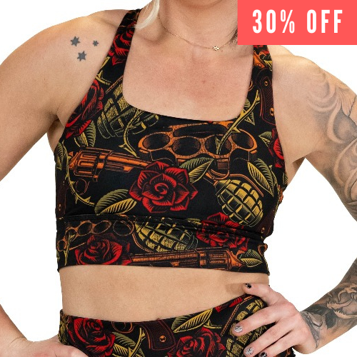 30% off of tattoo pattern sports bra