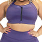 solid purple front zipper bra