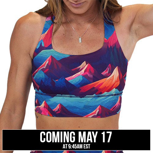 mountain pattern sports bra coming soon