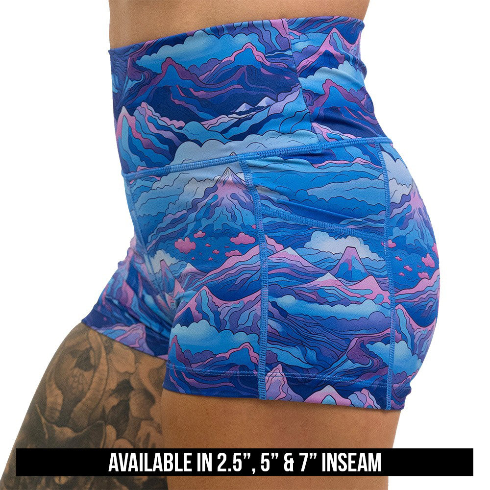 Blue, pink and purple patterned shorts