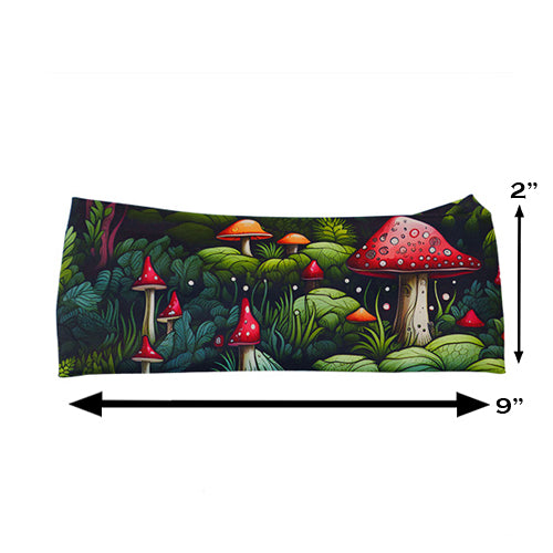 enchanted forest themed headband measured at 2 by 9 inches