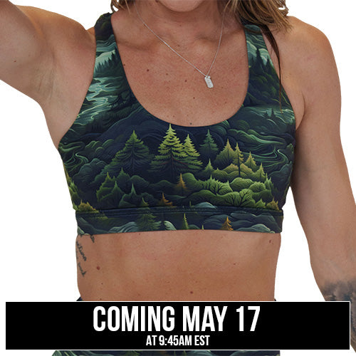 tree patterned sports bra coming soon