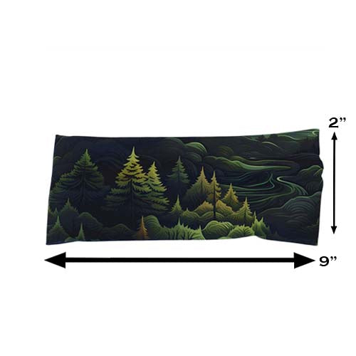 tree patterned headband measured at 2 by 9 inches