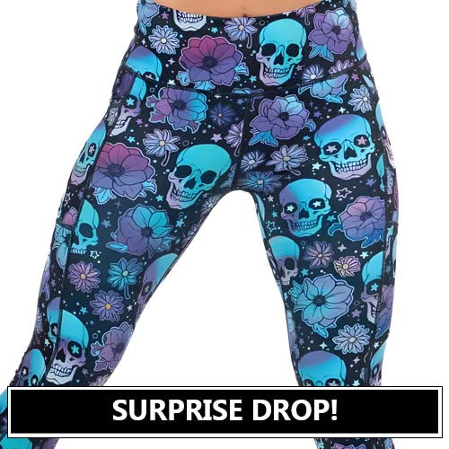 skull flower patterned leggings surprise drop
