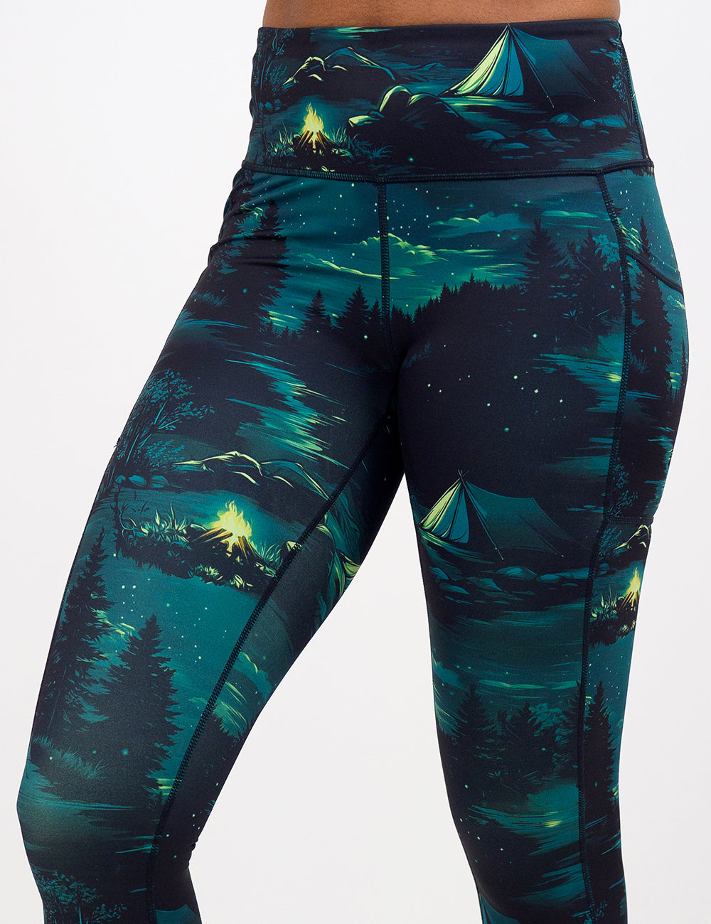 close up of the night time camp out leggings facing the front against a white background