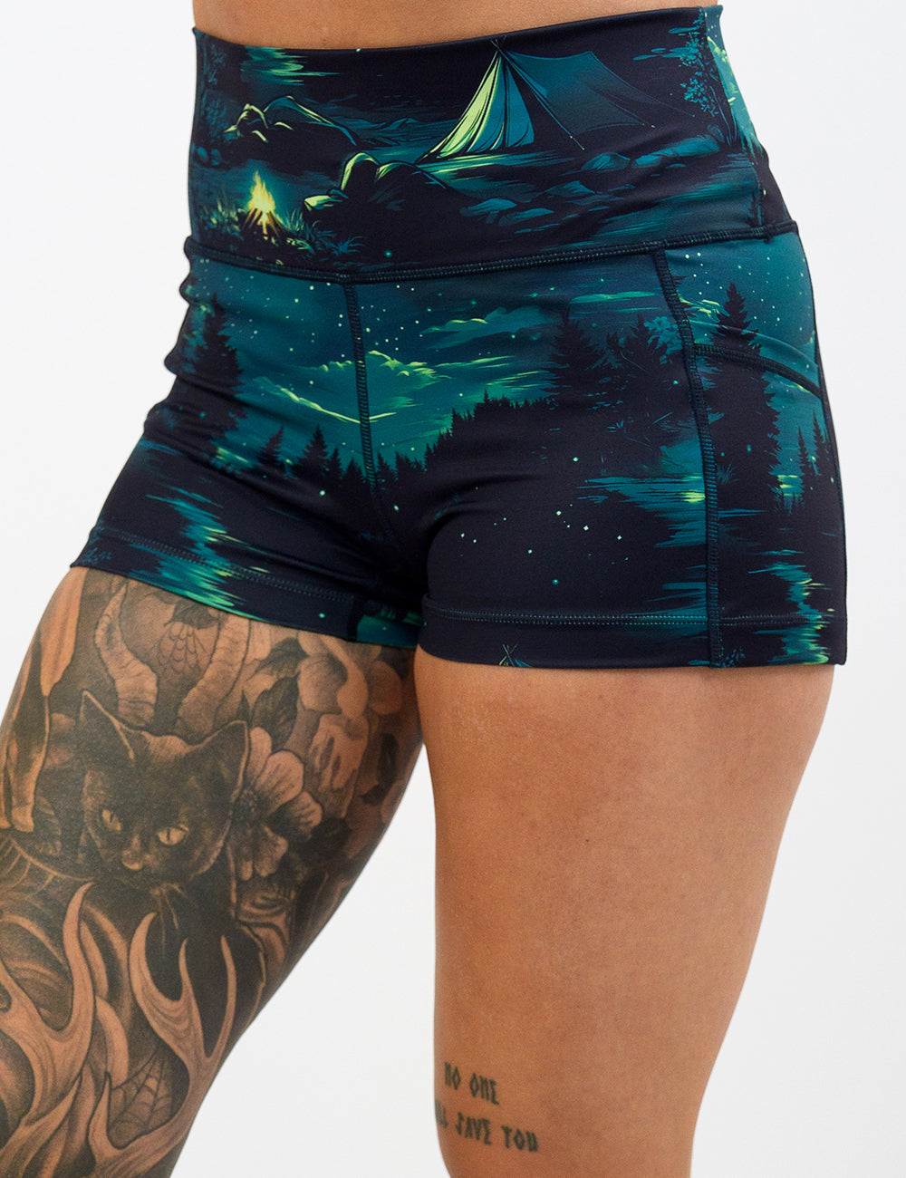 close up of the night time camp out 2.5 inch shorts against a white background